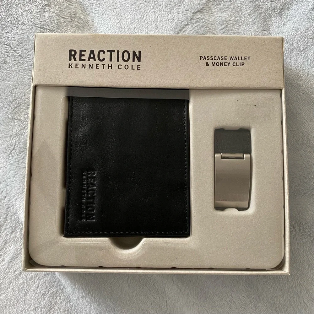 ♡ Kenneth Cole Reaction Men's Leather Passcase Wallet & Money Clip Set ♡